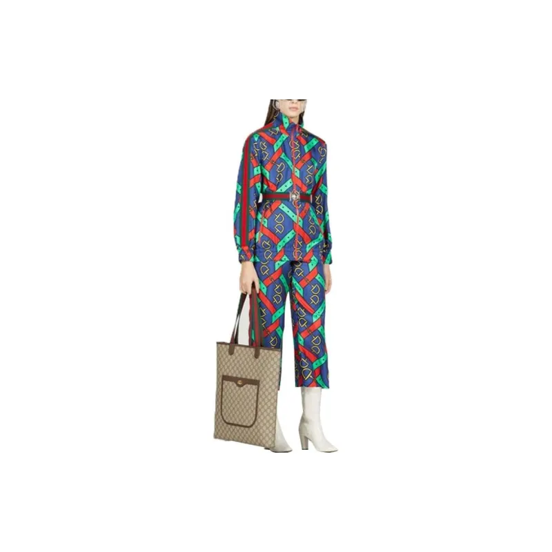 GUCCI High Neck Horsebit Strap Printed Jacket-1