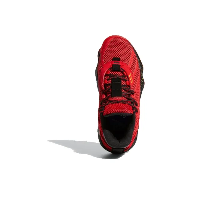 Adidas D Lillard 7 Breathable Low Top Basketball Shoes Red Black Gold Teenagers-2