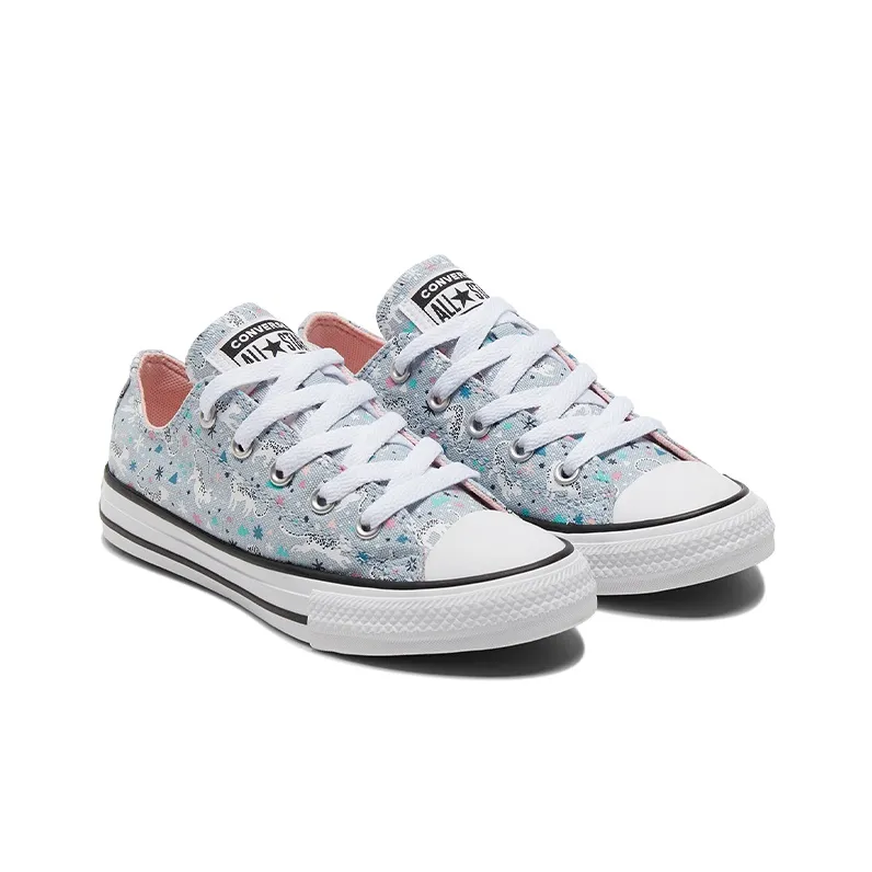 Converse Chuck Taylor All Star Low Top Kids Canvas Shoes Cerulean Multicolor Teenagers-2
