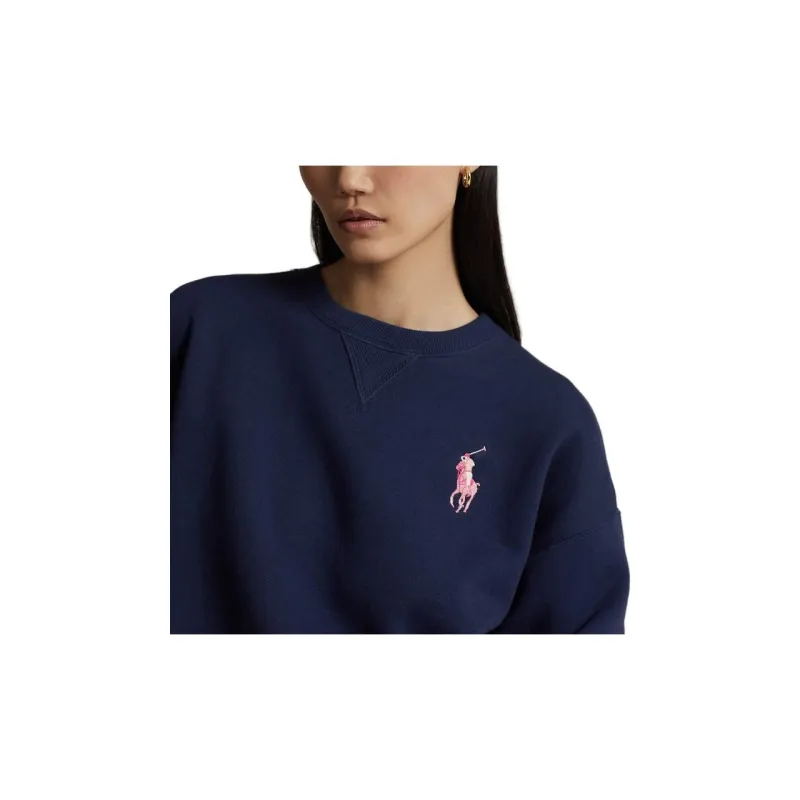 Polo Ralph Lauren FW23 Crew Neck Loose Fit Regular Long Sleeved Sweatshirt Women's Marine Blue-4