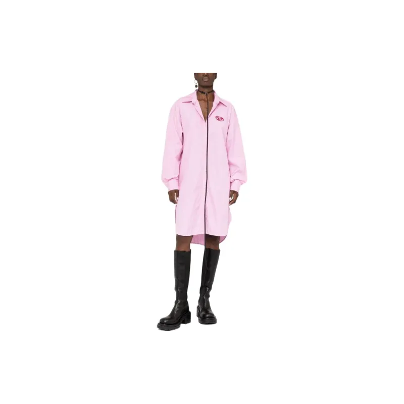 DIESEL Long-Sleeved Dresses Women's Light Pink-1