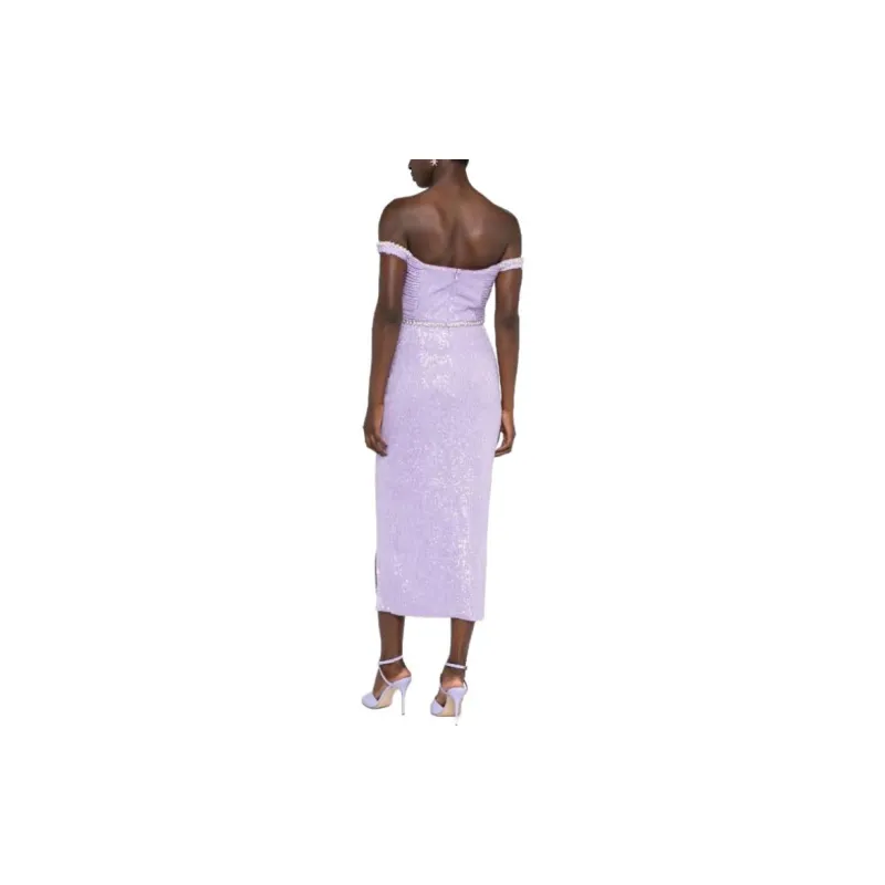 Self portrait Sequin embellished Off shoulder Midi Dress-1