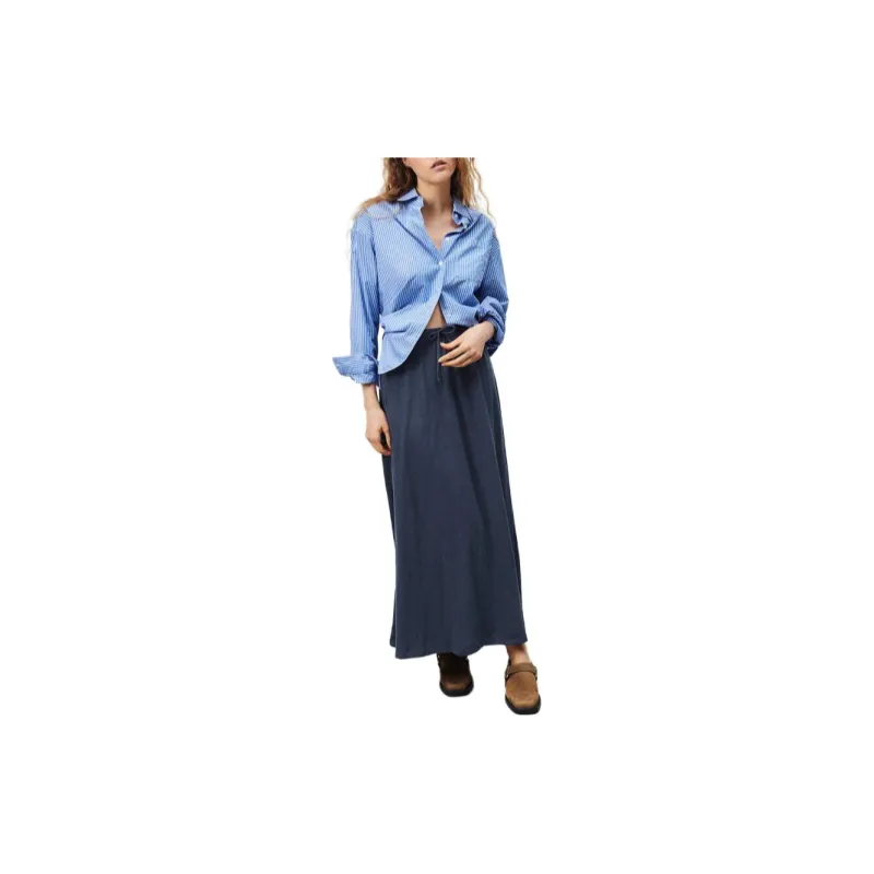 AMERICAN VINTAGE A.M SS24 JUPE FEMME SULLY Casual Long Skirts Women's Marine Blue-1