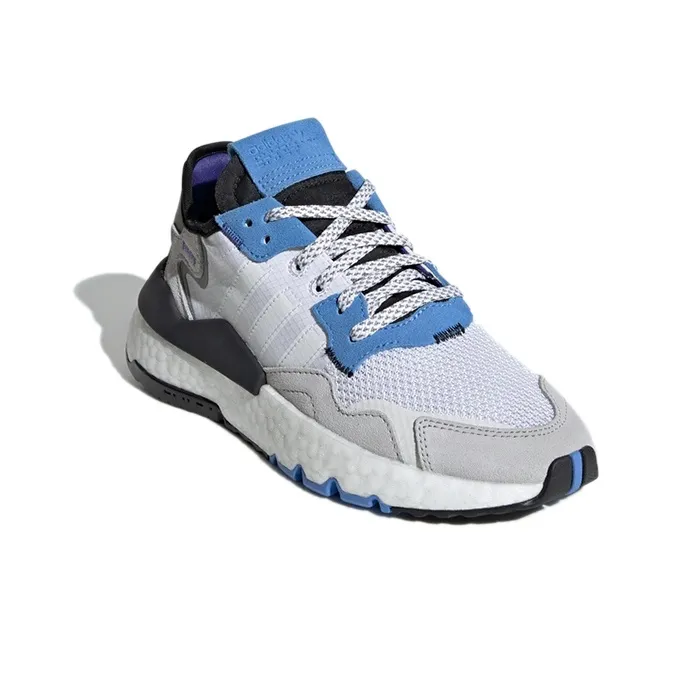 Adidas Originals Nite Jogger Breathable Kids Lifestyle Shoes White Gray Blue Teenagers-2