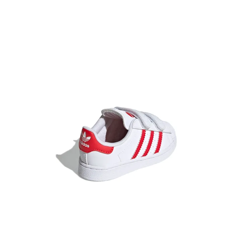 Adidas Originals SUPERSTAR Breathable Low Top Skateboard Shoes White Red Infant And Toddler-3