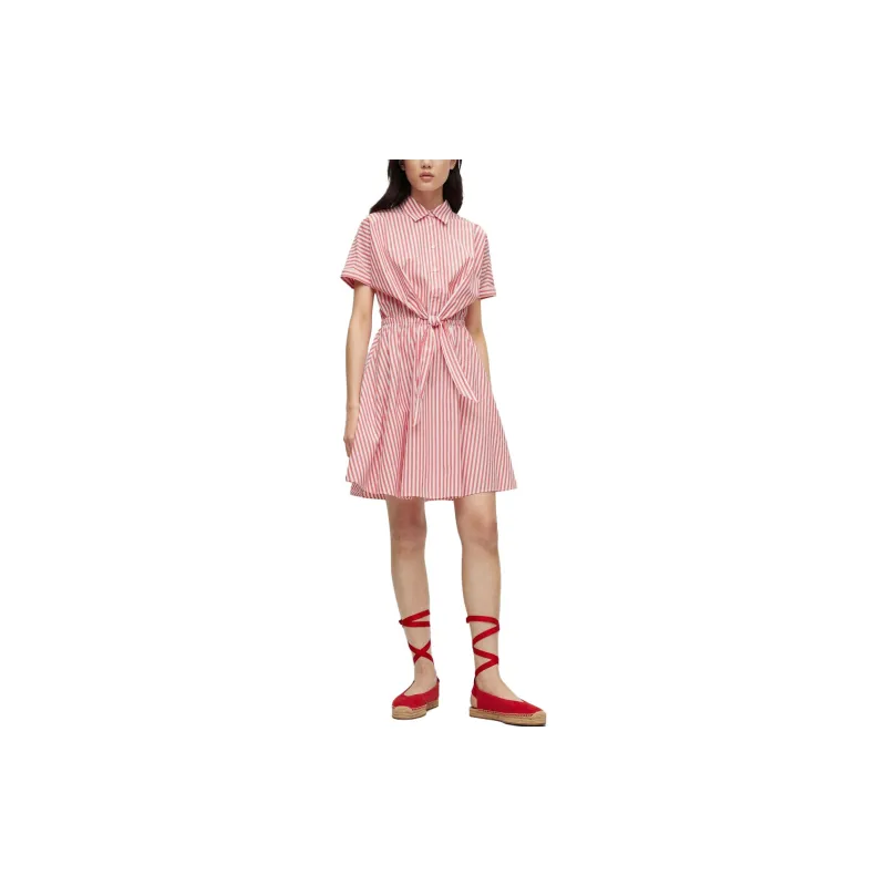 HUGO BOSS Short Sleeved Dress Women's Pink-2