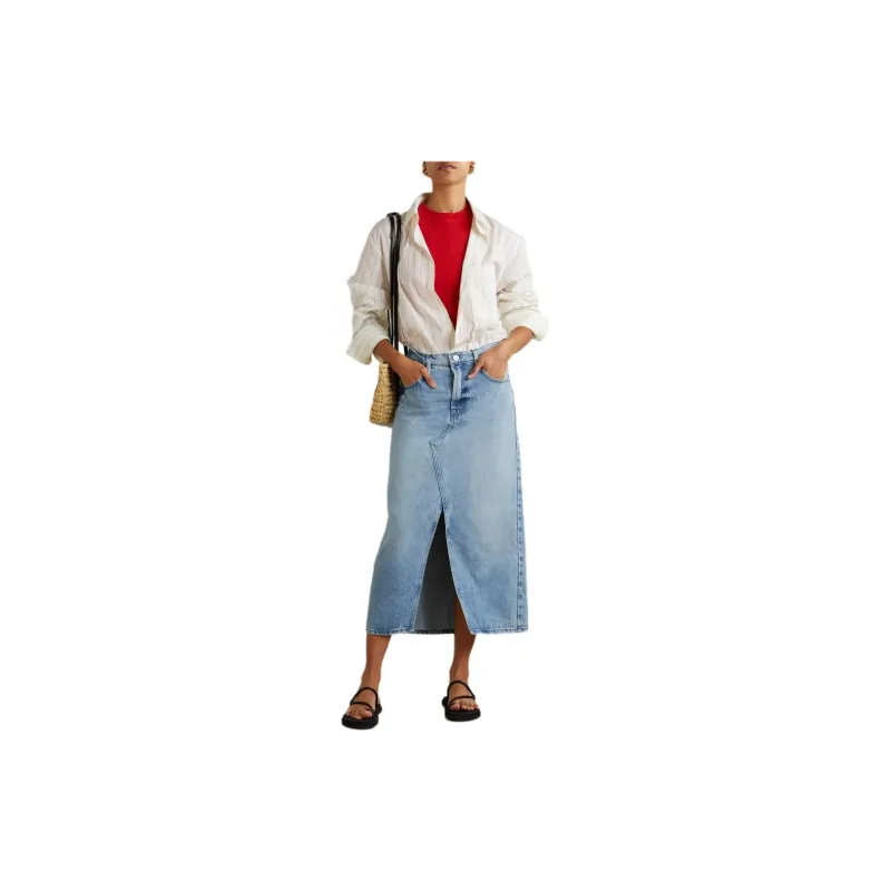FRAME Denim Long Skirt Women's Blue-1