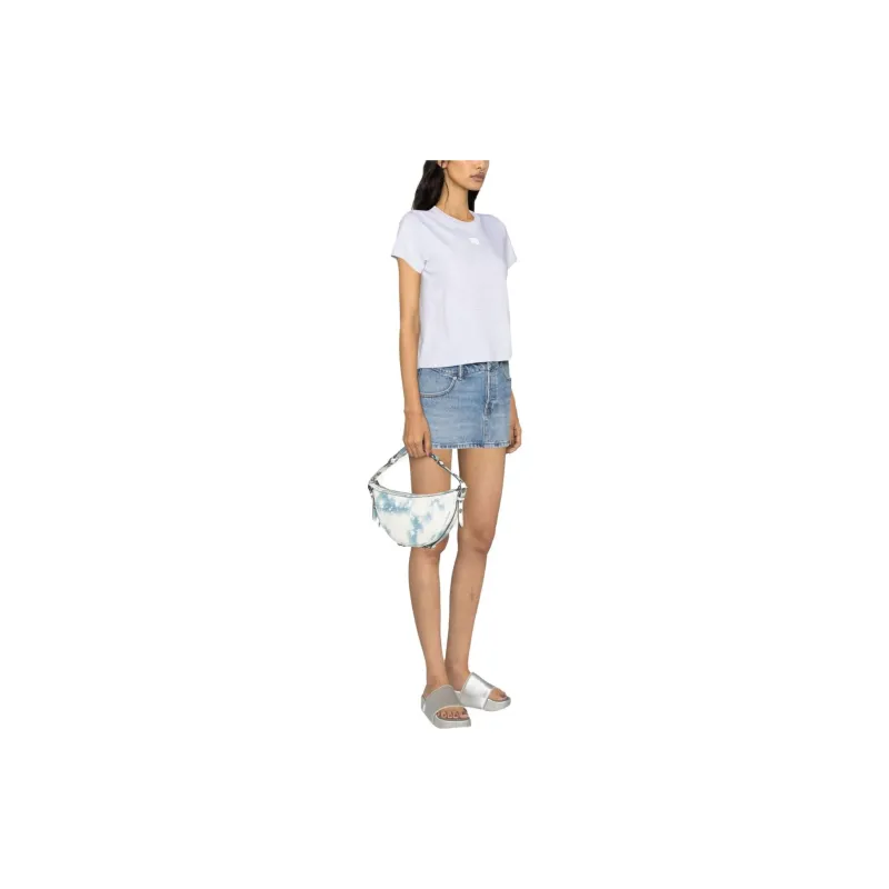 T By Alexander Wang Essential Jersey Puff Logo Shrunk Tee Heather Grey-3
