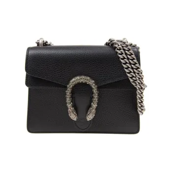 GUCCI Dionysus Leather Bacchus Bag Chain Pack Shoulder Bag Crossbody Bag Women's Black