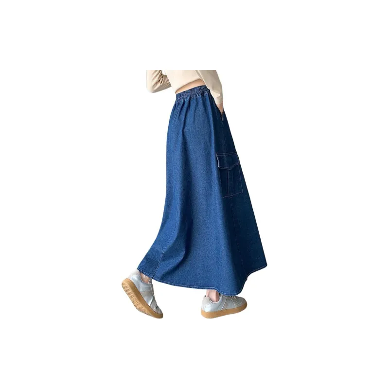 MM Denim Long Skirts Women's Dark Blue-1