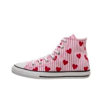 Converse Anti Slip And Wear Resistant Balance High Top Kids Canvas Shoes Pink Stripes Heart Teenagers