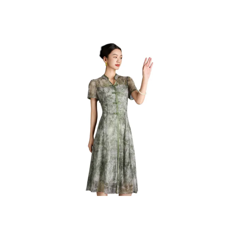 Mylan Short Sleeved Dress Women's Green-1