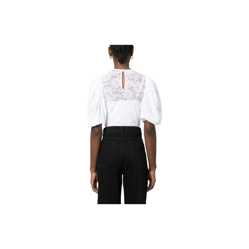 MSGM Floral-lace Puff-sleeve Top-3