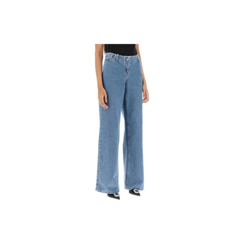 Magda Butrym Ultra Low Waist Wide Leg Denim Jeans-1