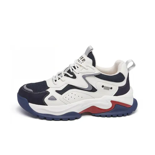 JEEP SPIRIT Slip Resistant, Abrasion Resistant, Breathable, Impact Resistant Low Top Outdoor Shoes Men's White Blue