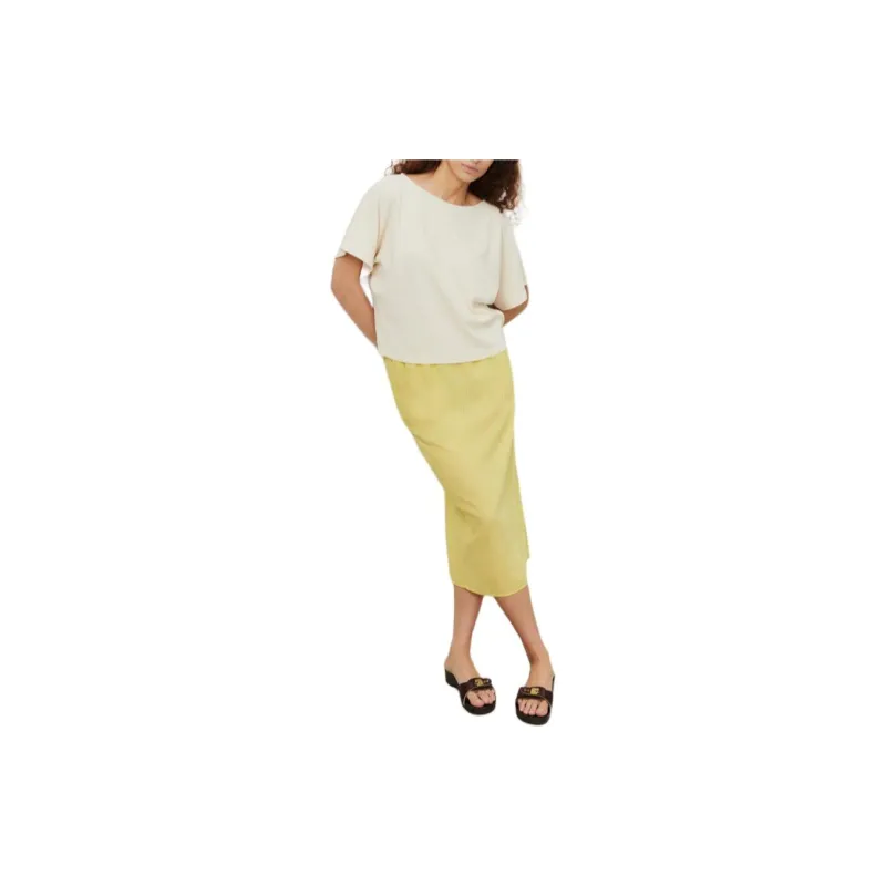 AMERICAN VINTAGE A.M SS24 JUPE FEMME PYKOBOO Casual Long Skirts Women's Neon Yellow-2