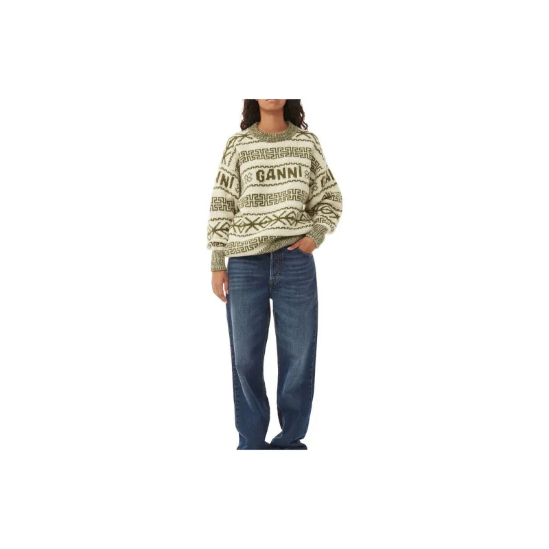 GANNI FW23 Sweater Knitwear Women's Avocado Green-2