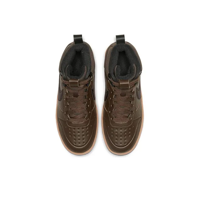 Nike Fly By Mid 2 Slip Resistant Cushioning Wear Resistant Mid Top Kids' Skateboarding Shoes Dark Brown Teenagers-3