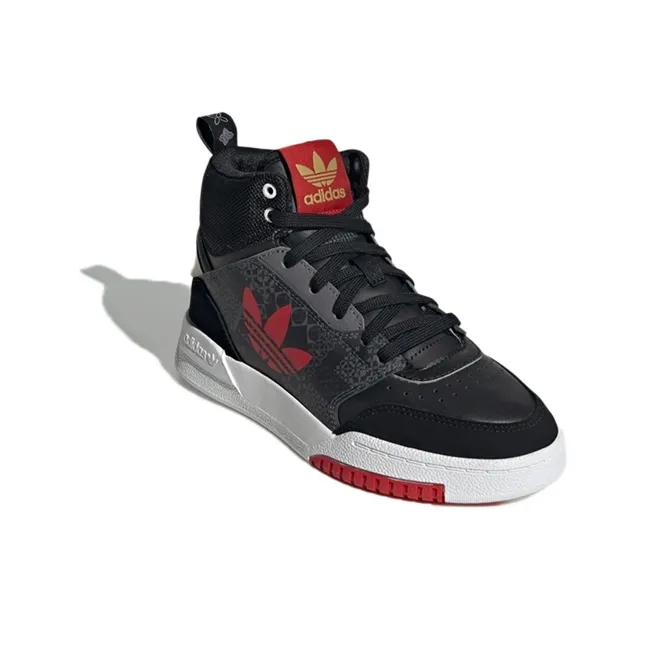 Adidas Originals Drop Step J Abrasion Resistant High Top Skateboard Shoes Black Red Teenagers-2