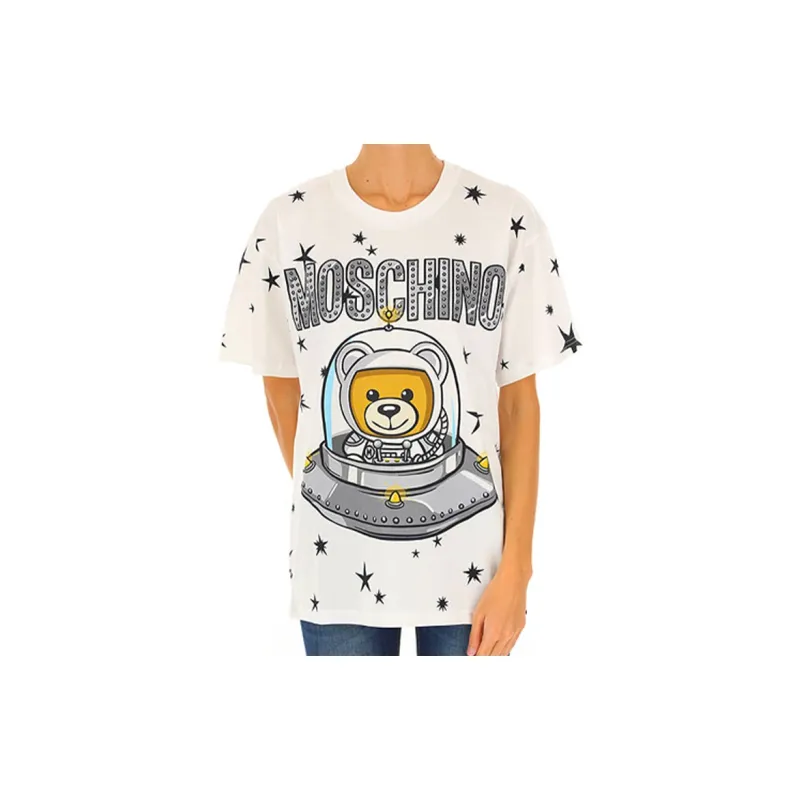 MOSCHINO Drop Shoulder Sleeve T Shirt Women's White-2