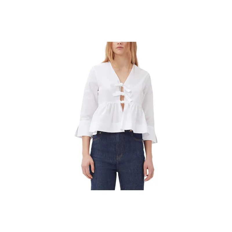 GANNI Tie String Peplum Blouse-2
