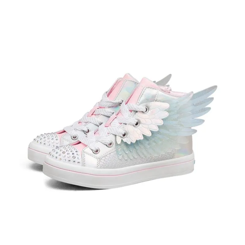 Skechers Twi Lites 2.0 Flashlight Mid Top Kids' Skateboarding Shoes Silver Pink Teenagers-2