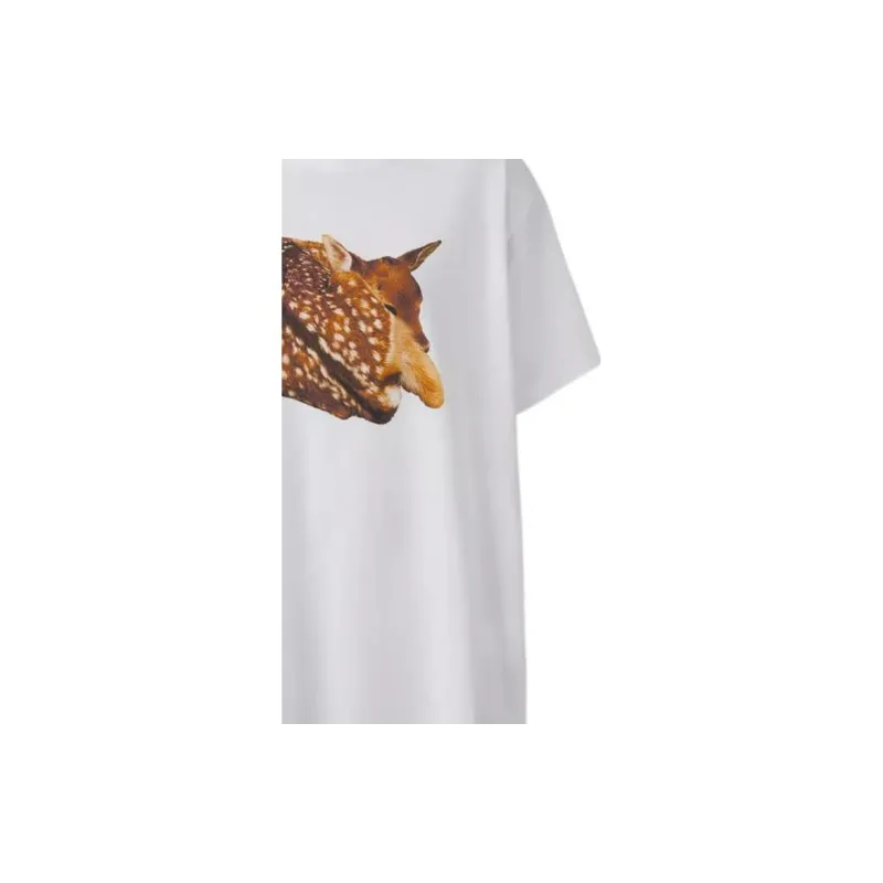 Burberry Deer Print Crew Neck Casual Short Sleeved T Shirt T Shirt Women's White-5