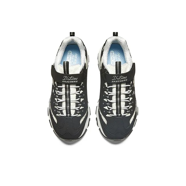 Skechers Girls Anti Slip Wear Resistant Kids Lifestyle Shoes Black White Teenagers-2