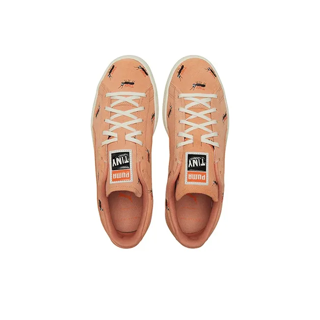 Tiny Cottons x PUMA Suede Low Top Kids' Skateboarding Shoes Orange Teenagers-3