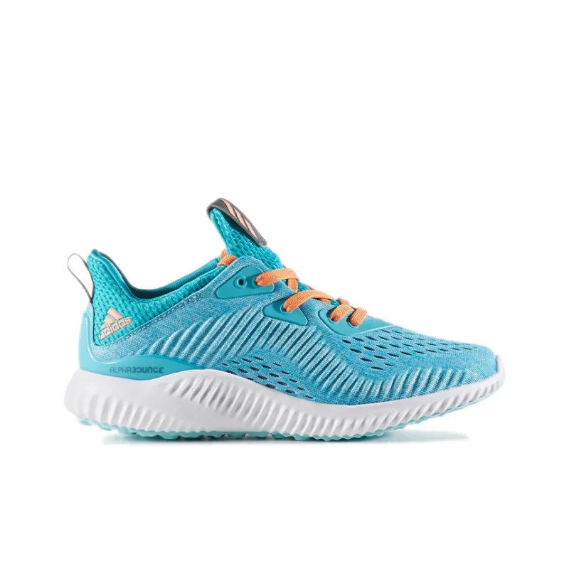 Adidas AlphaBounce J Cushioned Wear-Resistant Slip-Resistant Low-Top Kids' Running Shoes Blue Teenagers-1