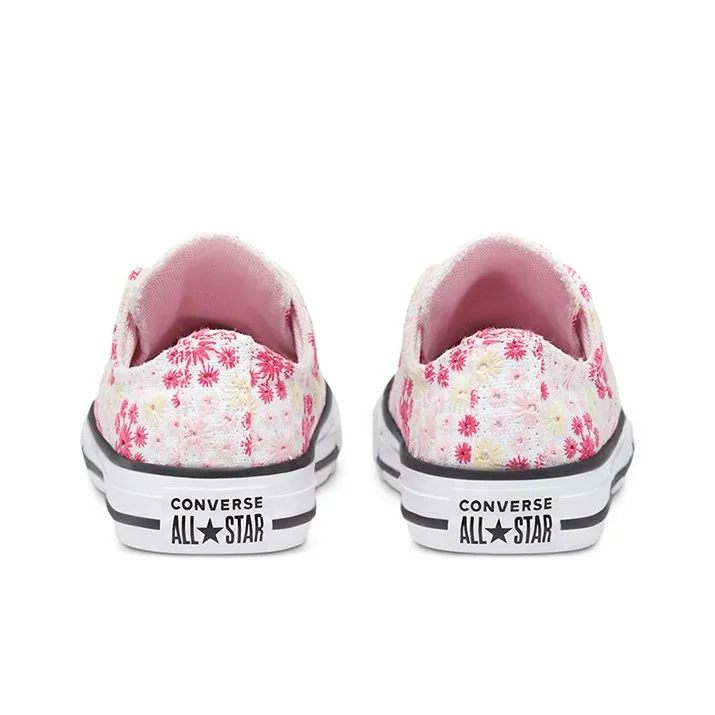 Converse Chuck Taylor All Star Anti Slip Wear Resistant Low Top Kids Canvas Shoes Embroidery Pink White Teenagers-4