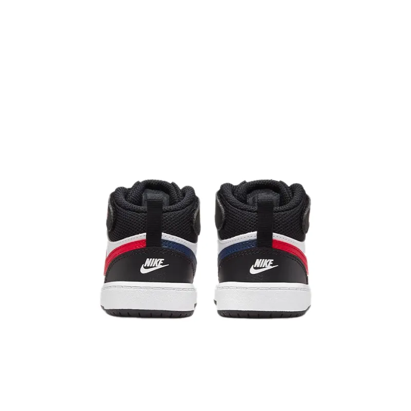 Nike Mid 2 Anti Slip Wear Resistant High Top Skateboard Shoes Black White Red Infant And Toddler-4
