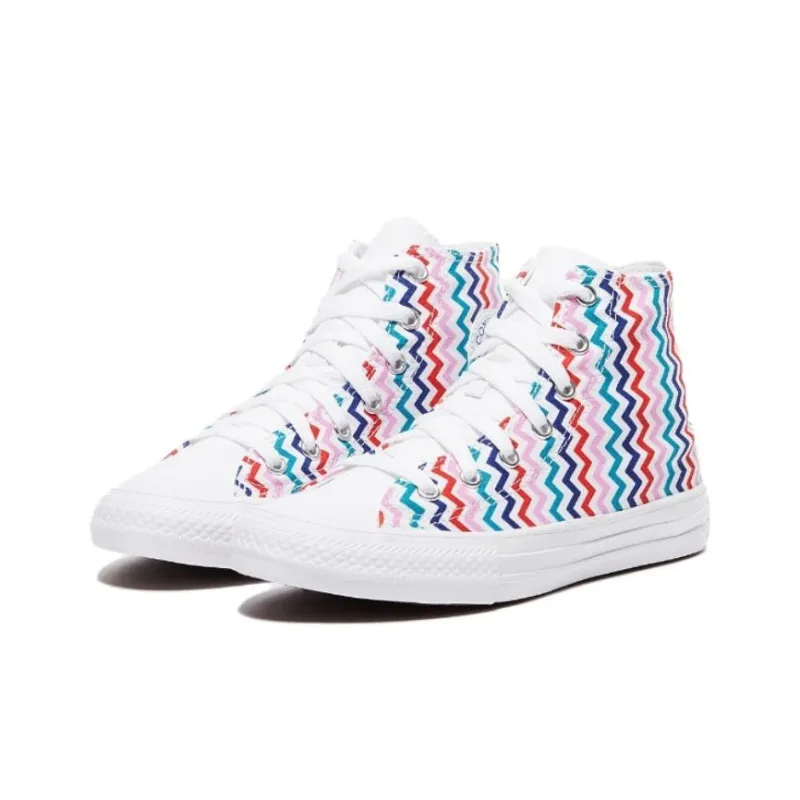 Converse VLTG Chuck Taylor All Star Slip Resistant High Top Kids Canvas Shoes White Multicolor Stripes Teenagers-2
