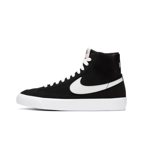 Nike Blazer '77 Suede Anti Slip Wear Resistant Mid Top Kids' Skateboarding Shoes Black White Teenagers
