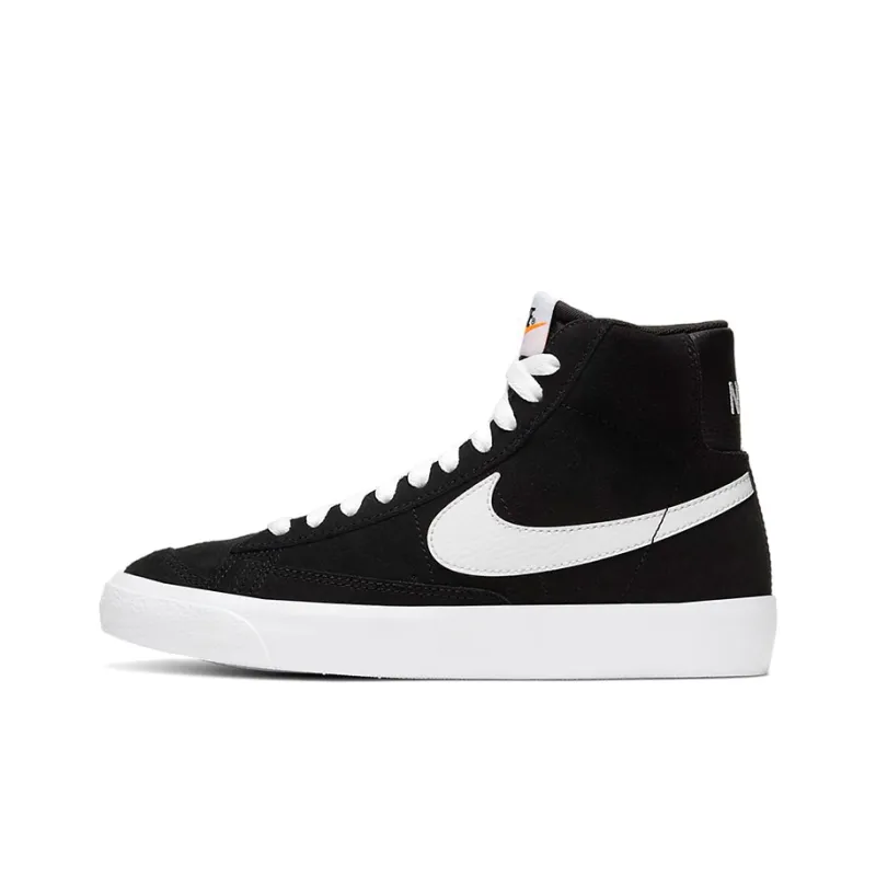 Nike Blazer '77 Suede Anti Slip Wear Resistant Mid Top Kids' Skateboarding Shoes Black White Teenagers-0