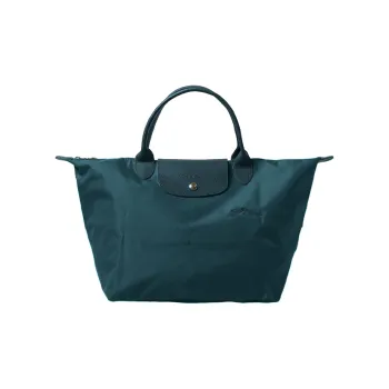 LONGCHAMP Recycled Polyamide Canvas Dumpling Bag Handbag Medium Size Women's Peacock Blue