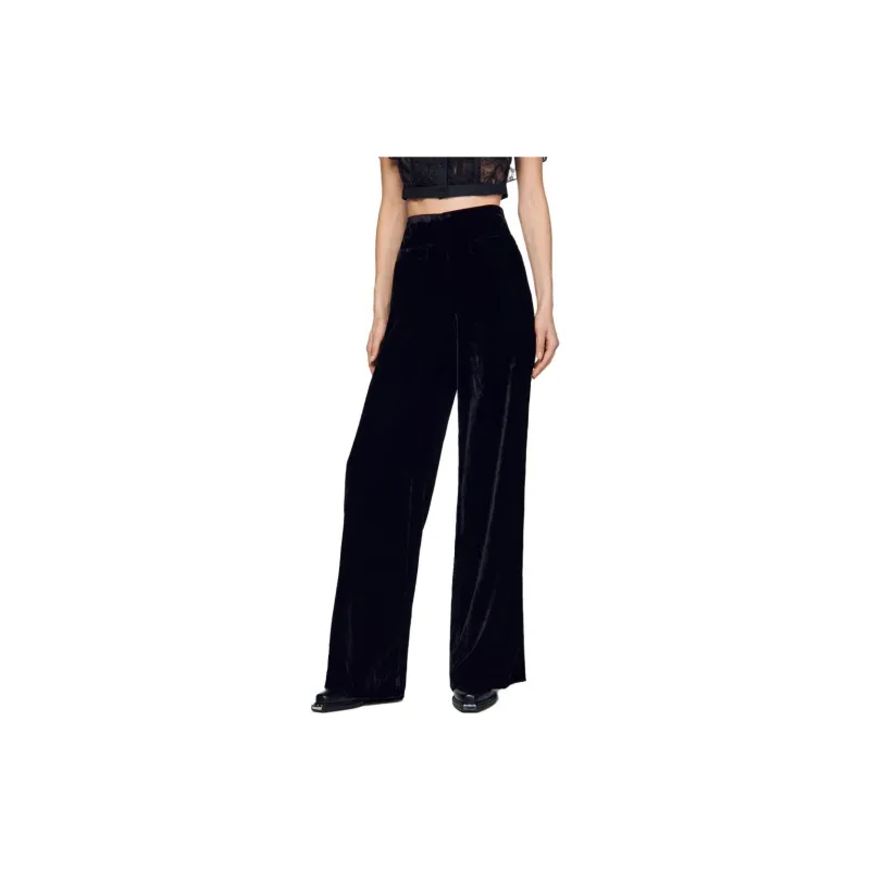 Sandro Levin Straight-leg Velvet Trousers-1