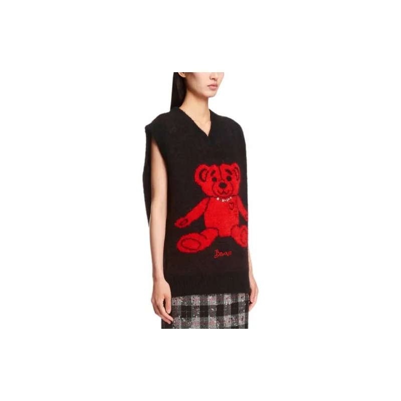 Alessandra Rich Bear Patterned Intarsia Knitted Vest-2