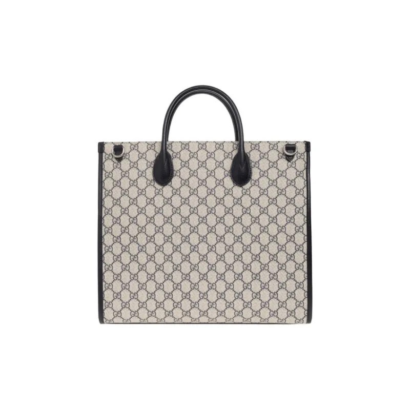 GUCCI Canvas With Leather Tote Bag Shopping Bag Shoulder Bag Crossbody Bag Handbag Medium Size Unisex Blue/Beige-2