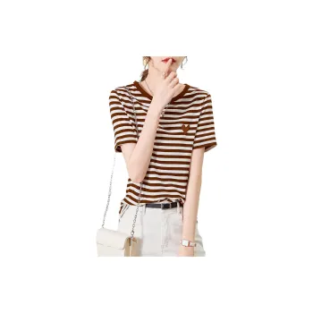 XWI T Shirt Women's Coffee White Stripes