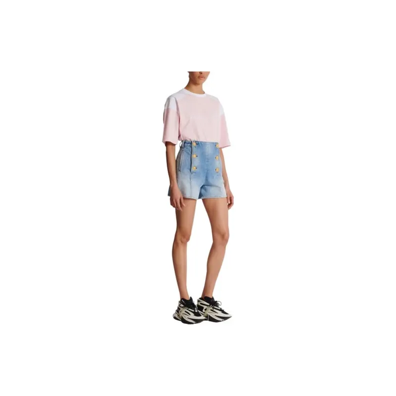 BALMAIN Logo buttons Denim Shorts-4