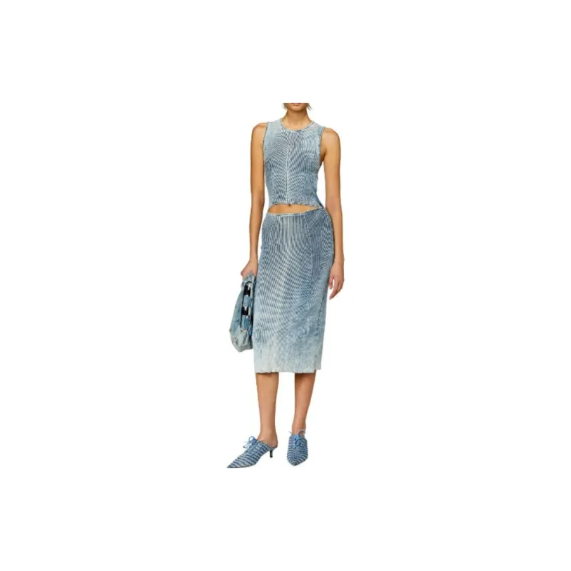DIESEL M Taryn Cut Out Ribbed Knit Sleeveless Midi Dress-2