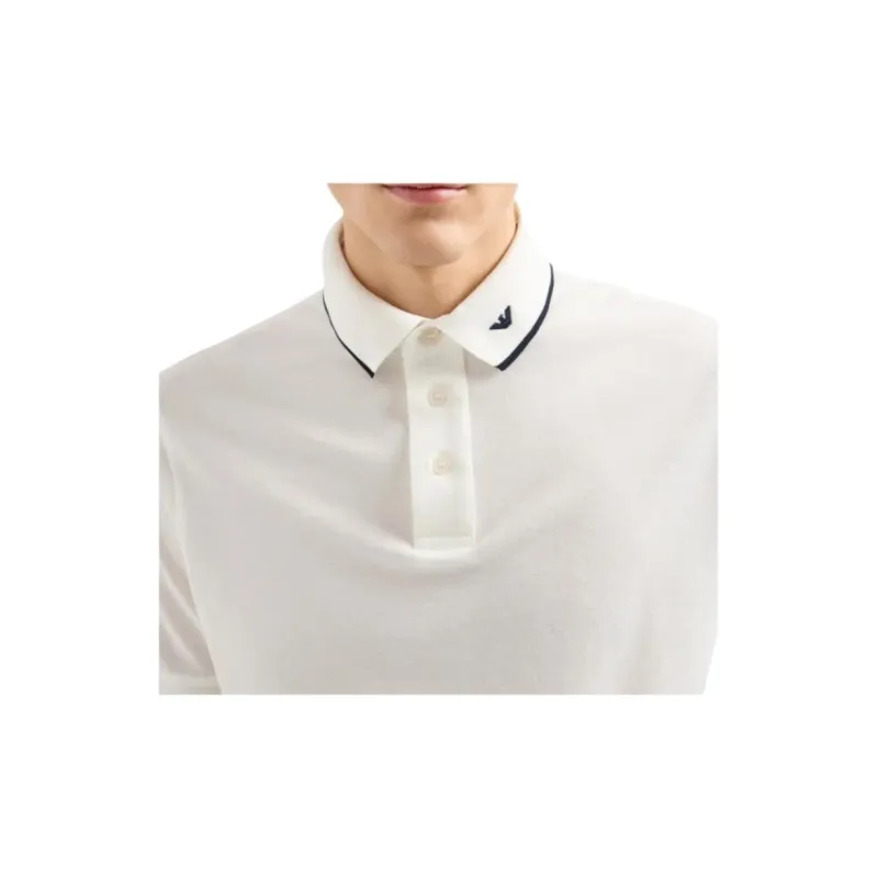 EMPORIO ARMANI Mercerised Piqué Polo Shirt With Micro Eagle Embroidery-3