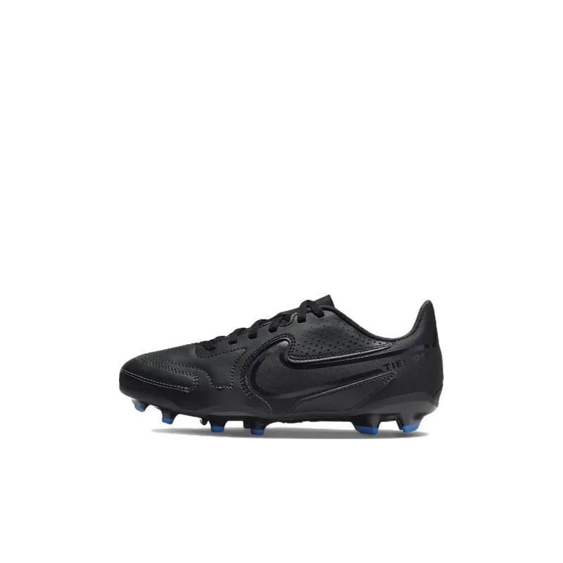 Nike Tiempo Legend 9 Club MG Slip Resistant Cushioning Abrasion Resistant Low Top Kids' Soccer Shoes Black Blue Kids'-0