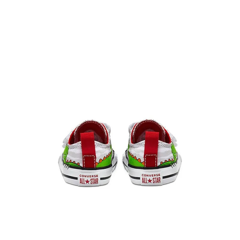 Converse All Star 2V Huck Taylor OX Anti Slip Wear Resistant Low Top Toddler Shoes White Green Infant And Toddler-3