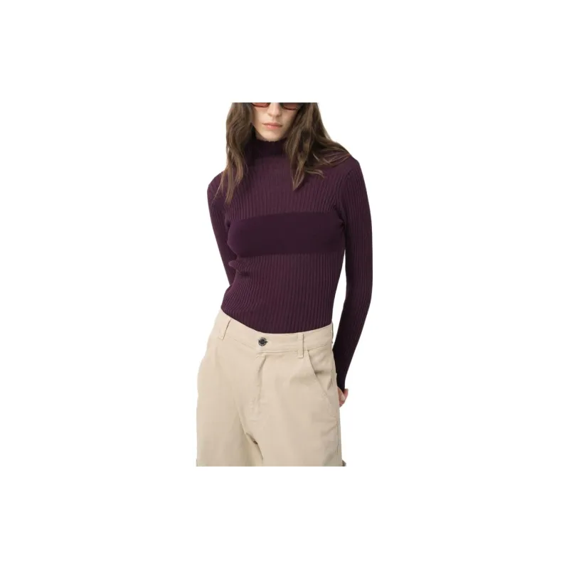 PINKO Dolcevita In Maglia A Costine Sweater Women's Purple-4