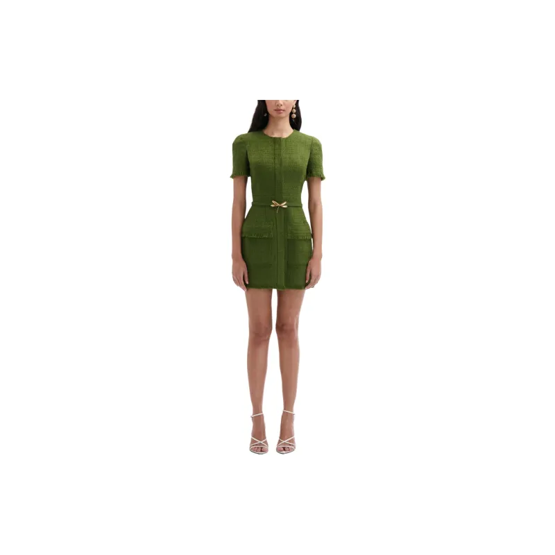 Oscar De La Renta Dragonfly-belt Tweed Minidress-1