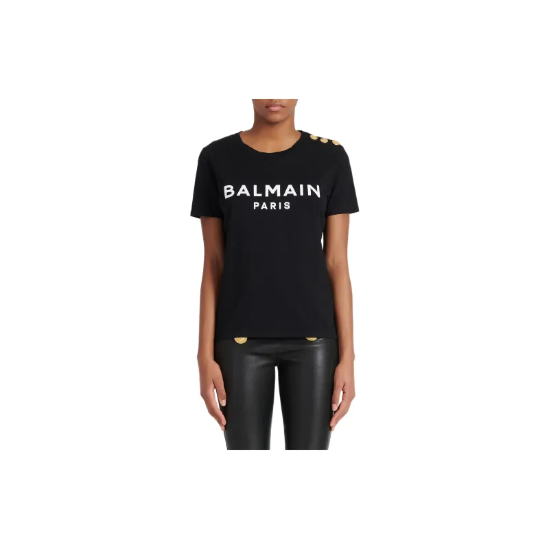 BALMAIN Logo Printed Crewneck T Shirt-3