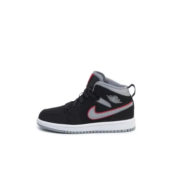 Jordan 1 Mid Black Particle Grey Gym Red PS