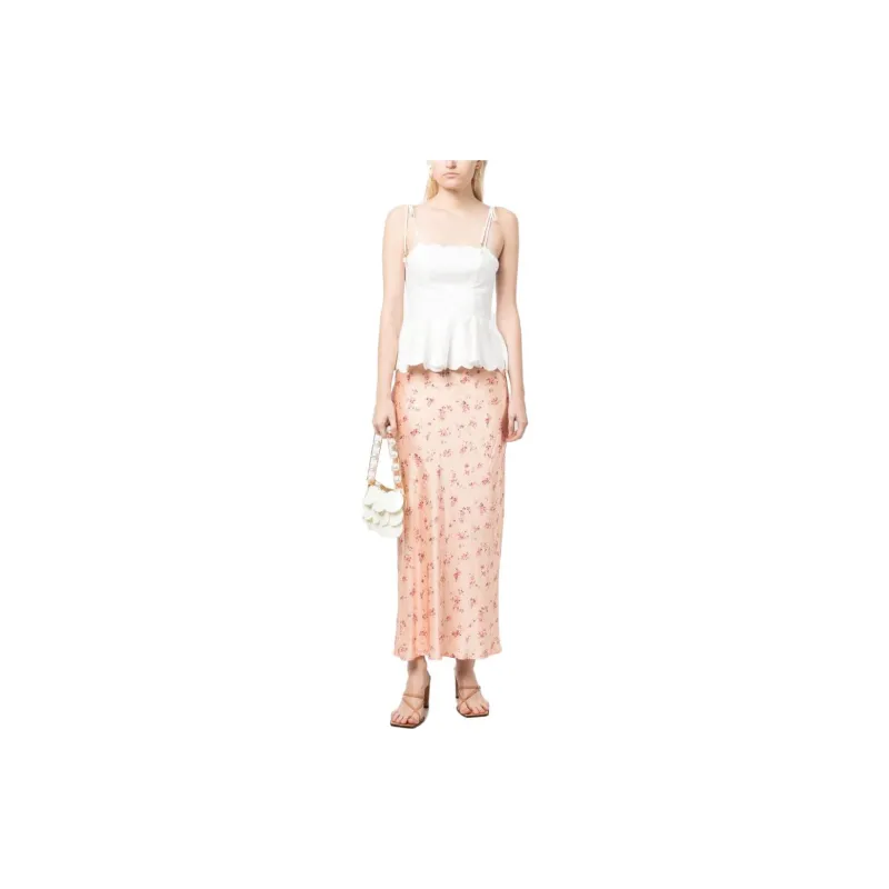 Reformation Casual Long Skirts Women's Peach Orange-1